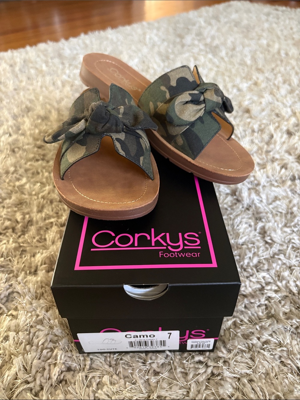 Corkys Camouflage Bow Slide Sandals - Green Camo